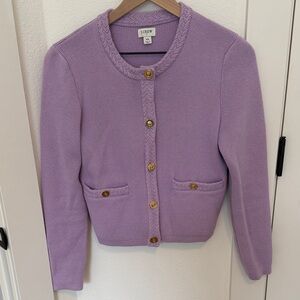 J. Crew Purple Knit Cardigan with Gold Accents